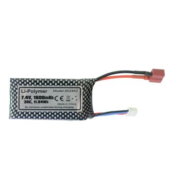 HBX 901 901A 903 903A 905 905A 1/10 1/12 Coche RC Repuesto 7.4V 1600mAH 30C 2S T Pug Batería Lipo Piezas de Modelo