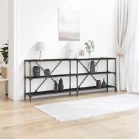 vidaxl mesa consola roble negro 200 x 30 x 75 cm madera de ingenieria