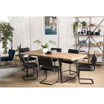 Mesa de comedor de abeto y metal de 220 cm