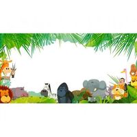 fotomural vinilo infantil animales en selva 350 x 250 cm