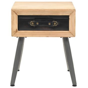 Mesita De Noche | Mesa Auxiliar | Mesilla De Madera Maciza De Abeto 43x38x50 Cm