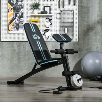 Banco De Pesas Homcom Acero Abs 160x54x106 Cm, Negro Y Azul