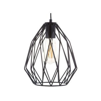 Lámpara De Techo Colgante 1 Luz Pantalla De Alambre Enjaulado Negro Calado Estilo Industrial Magra