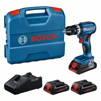 Bosch Professional 18v System Taladro Percutor A Batería Gsb 18v-45 (velocidad De Giro De 1900 Rpm, Incl. 3 Baterías Procore De 4,0 Ah, Cargador Gal 18v-40, En L-case), Black