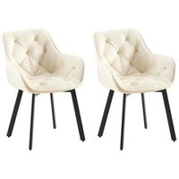 juego de 2 sillas de comedor terciopelo crema 62x57x84 cm clp