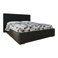 cama florence 101 doble negro cuero ecologico somieres 198x216x105cm