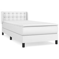 cama box spring con colchon cuero sintetico blanco 90x190 cm vidaxl