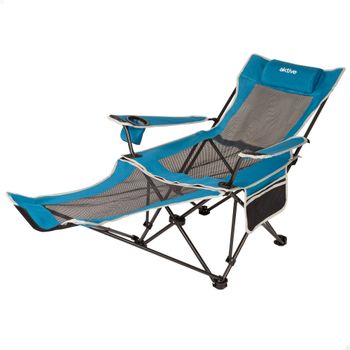 Silla Tumbona Plegable Aktive Camping, 54x152x75 Cm, Azul y Negro