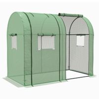 outsunny invernadero resistente con 4 ventanas 2 puertas con cremallera anti-uv para cultivo de plantas verde 185x94x150 cm   aosom espana