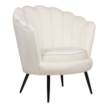 Sillón Retro De Terciopelo Patas De Metal Negro Forma Novedosa Blanco Crema Lovikka