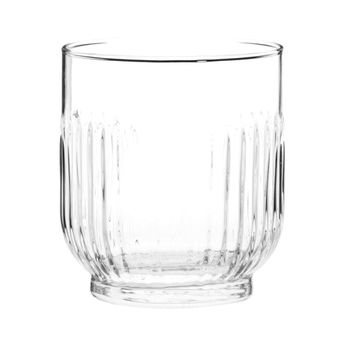 Vaso de vidrio estriado