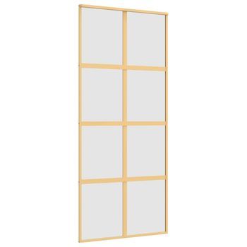 Puerta Corredera Dorada Vidrio Esg Esmerilado Aluminio 90x205cm Vidaxl