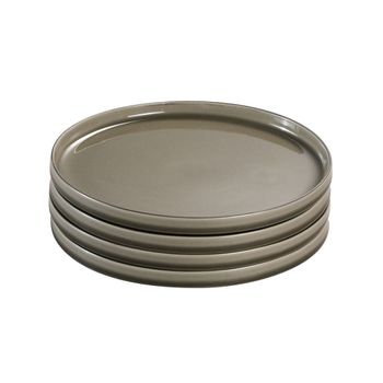 Juego de 4 platos de postre de gres verde d22