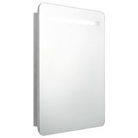 mueble de bano  armario de bano con espejo y led gris hormigon 60x11x80 cm