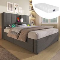 cama hidraulica tapizada de 90x200 cm color gris lino
