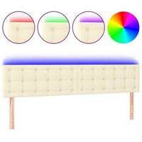 cabeceropanel de cabecero con led cuero sintetico color crema 160x5x7888 cm