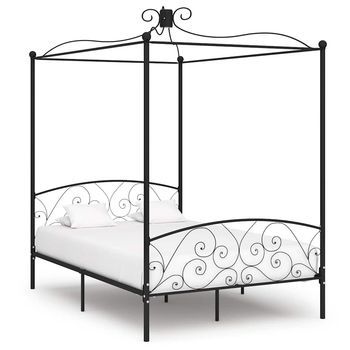 Estructura De Cama Con Dosel Metal Negro 140x200 Cm Vidaxl