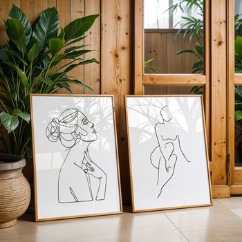 Set de 2 cuadros 030, marco negro, 30x40 cm