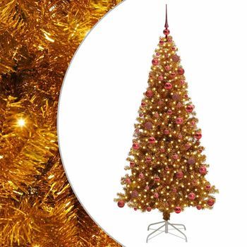 Árbol De Navidad Con 300 Led Con Soporte Dorado 180 Cm Pet