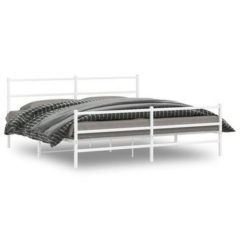 Estructura Cama Metal Con Cabecero Y Estribo Blanco 193x203 Cm
