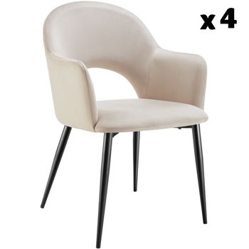 4 sillas de comedor aspecto terciopelo 57 x 61,5 x 87,5 cm crema