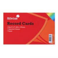 silvine record cards 203x127mm ruled assorted colours