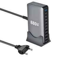 gan tech bakeey ymx-880w cargador usb pd de 880w 10 puertos 4usb-a6usb-c pd qc carga rapida estacion de carga de escr