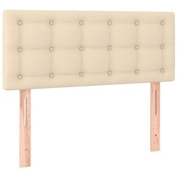 Cabecero Cama Mueble De Dormitorio Con Led De Tela 80 X 5 X 78/88 Cm Crema M02_0000530