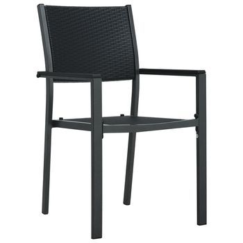 Pack 4 Uds Sillas De Jardín | Silla De Exterior | Sillón Plástico Con Aspecto De Ratán Negro