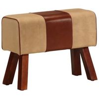 banco potro gimnasio cuero autentico madera mango marron 58 cm vidaxl