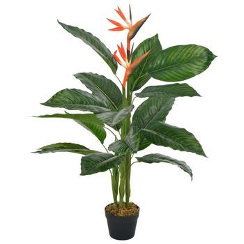 Planta Artificial Strelitzia Con Macetero Rojo 100 Cm Vidaxl
