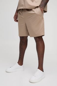 Pantalón Corto Plus De Raso Jacquard, Beige
