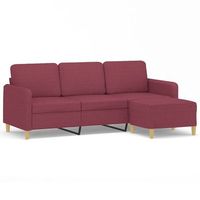 sofa de 3 plazas con taburete de tela rojo tinto 180 cm vidaxl