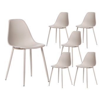Pack 6 Sillas En Polipropileno Beige Klast Home 45 X 80 Cm - Beige