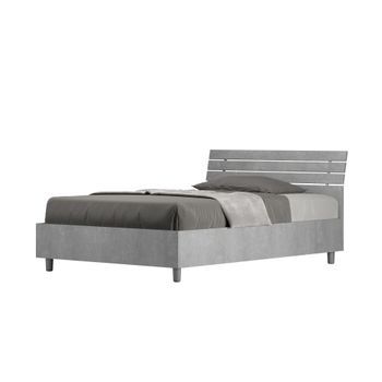 Cama Con Almacenaje 120x190 Con Cabecera Inclinada De Listones Cemento Ankel