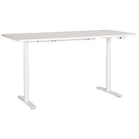 escritorio de altura regulable electrico diseno moderno patas redondas 180 x 80 cm tablero blanco soporte de acero blanco destinas
