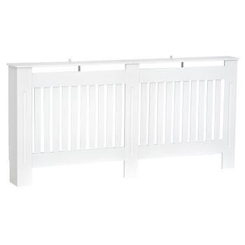 HOMCOM Cubierta de Radiador Cubre Radiador para Radiador Decorativa Diseño Moderno MDF 112x19x81cm Blanco