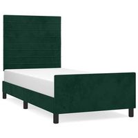 cama individual  cama de adulto  estructura cama con cabecero terciopelo verde oscuro 80x200 cm