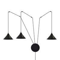 aplique de pared ajustable con cable de 5m y 3 pantallas negras