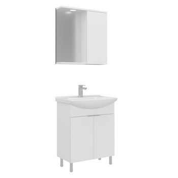 Conjunto De Mueble Con Lavabo Y Espejo (2 Piezas)  - 65 X 50 X 83 Cm - Blanco