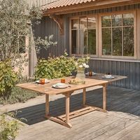 mesa de jardin extensible de madera teca maciza 810 pers
