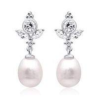 pendientes de plata 925 con perla y circonita