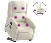 vidaxl sillon reclinable de masaje elevable terciopelo crema
