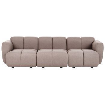 Sofá Moderno De 3 Plazas Modular Compuesto Por Tres Módulos Tapizado En Tela Gris Pardo Maksaberg