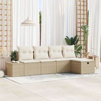 juego de sofa de jardin de 5 piezas con cojines beige de ratan poliester v8112 unico  beige