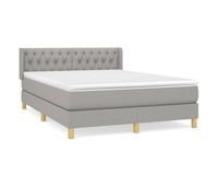 cama box spring con colchon tela gris claro 140x200 cm diseno de botones