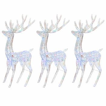 Renos De Navidad Acrílico 250 Led 3 Uds Multicolor 180 Cm Vidaxl