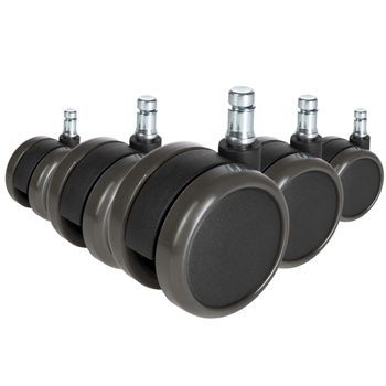 5 X Ruedas No Frenadas Para Suelos Duros 11 Mm / 65 Mm Hjh Office