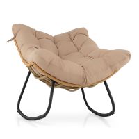 costway silla mecedora huevo exterior ratan pe con cojin extraible marco metalico oscilacion 25 topes antivuelco para jardin porche caqui