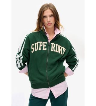 Superdry para mujer. W2012163A Sudadera Athletic Applq Loose Zip Track verde (XXS), Casual, Algodón